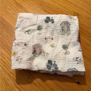 Farm Print Muslin Baby Blanket
